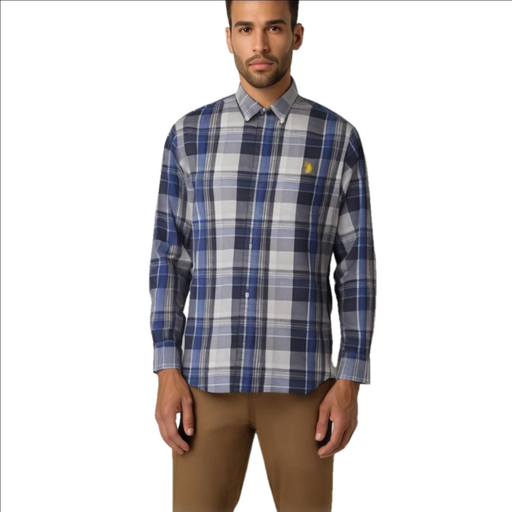 Upgrade Your Style with US Polo Assn Blue Plaid Shirt M - Picture 1 of 10